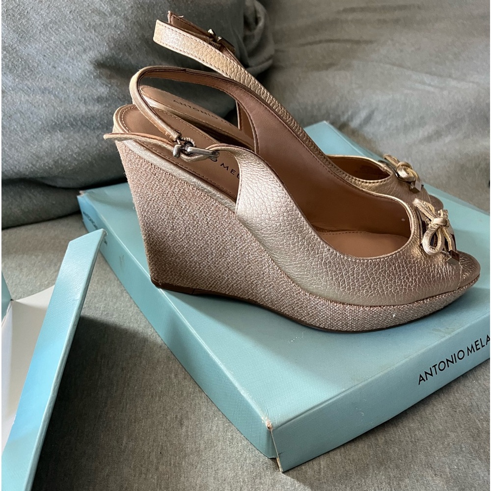 Antonio Melani Racquelle Gold Wedge